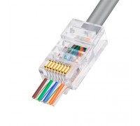 Сетевой коннектор разъем 8Р8С сквозной (LAN Ethernet штекер витой пары RJ45 Cat5 Cat5E)