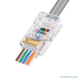 Мережевий конектор роз'єм 8Р8С наскрізний (LAN Ethernet штекер для витої пари RJ45 Cat5 Cat5E)