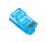 Сетевой коннектор разъем 8P8C синий (LAN Ethernet штекер витой пары RJ45)