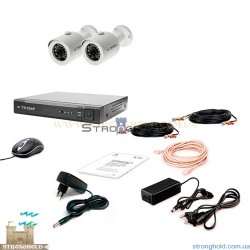 Комплект видеонаблюдения Tecsar AHD 2OUT-2M-AUDIO (установи сам) без HDD