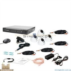 Комплект видеонаблюдения Tecsar 4OUT-2M-AUDIO DOME (установи сам) без HDD